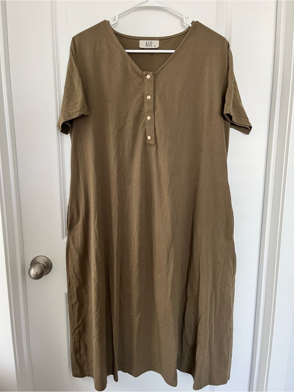 kate quinn Olive Green Short Sleeve Henley Nightgown